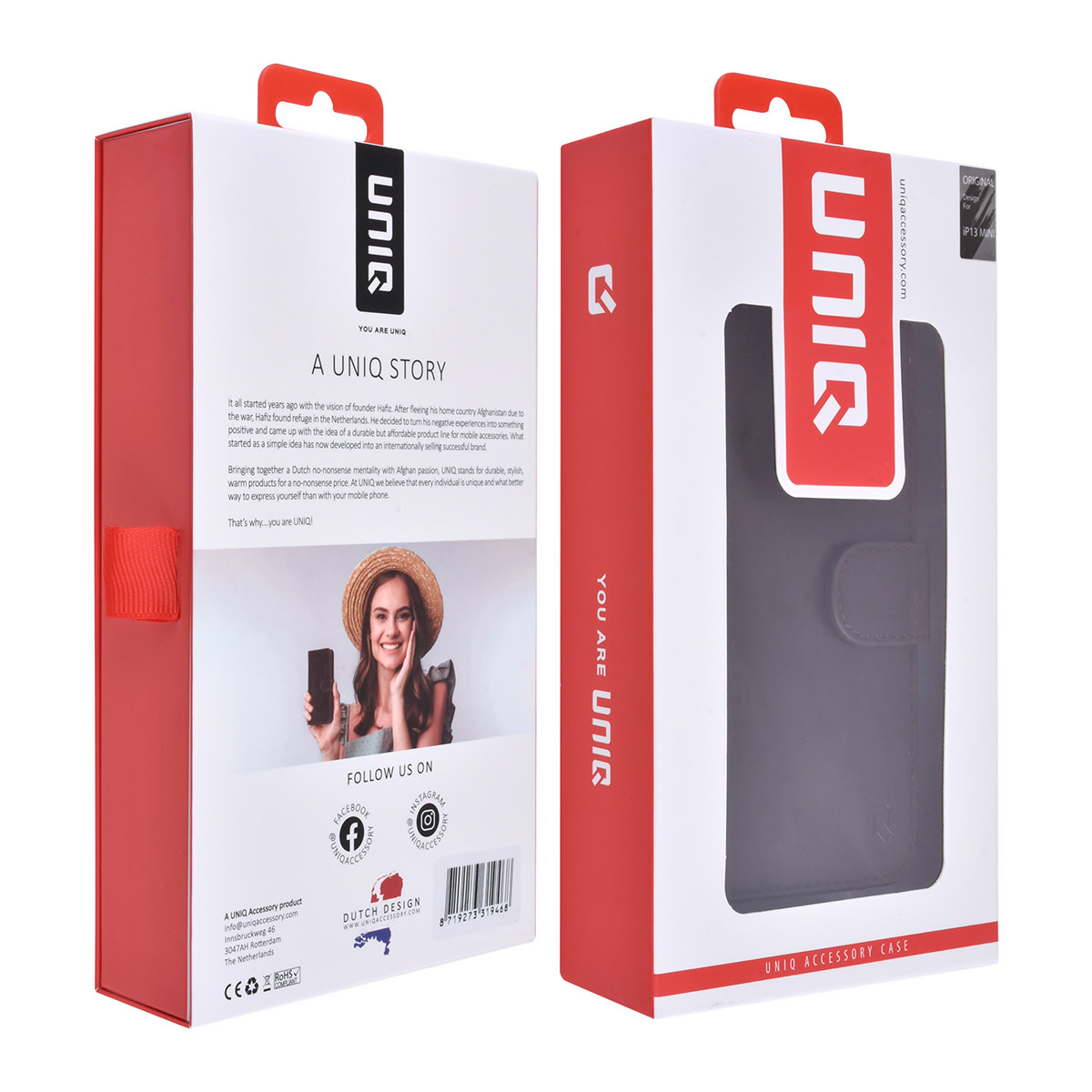UNIQ Accessory UNIQ Accessory Donker Bruin hoesje voor iPhone 13 Mini - Book Case - Pasjeshouder voor 9 pasjes - Magneetsluiting, foto 6 van 6