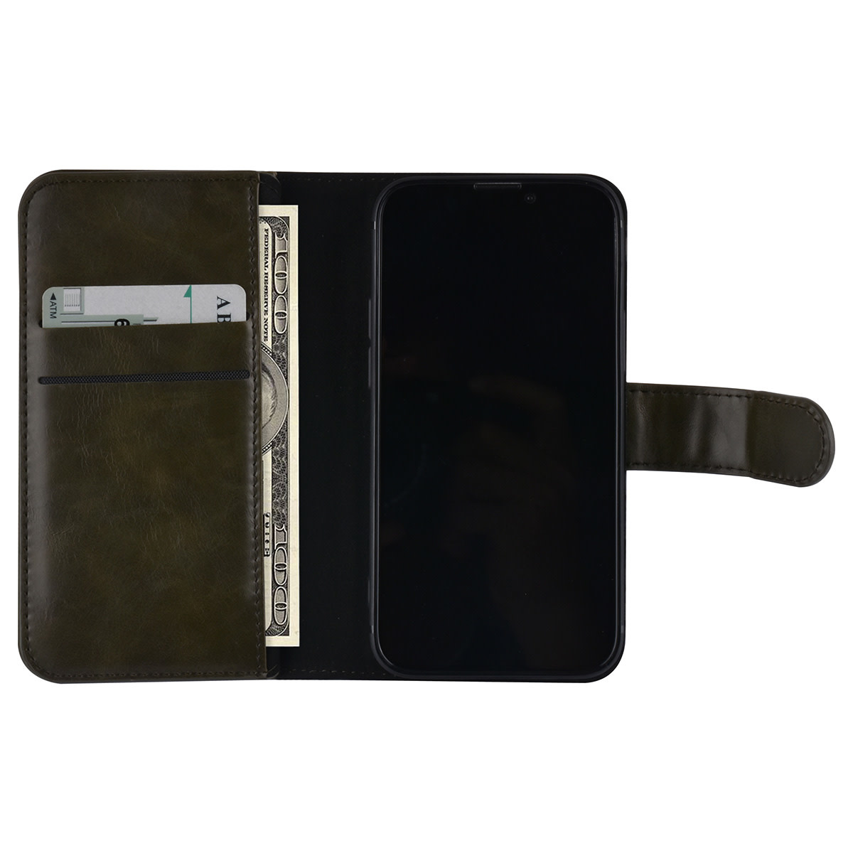 UNIQ Accessory UNIQ Accessory DonkerGroen hoesje voor iPhone 13 Mini - Book Case - Pasjeshouder voor 9 pasjes - Magneetsluiting, foto 5 van 6