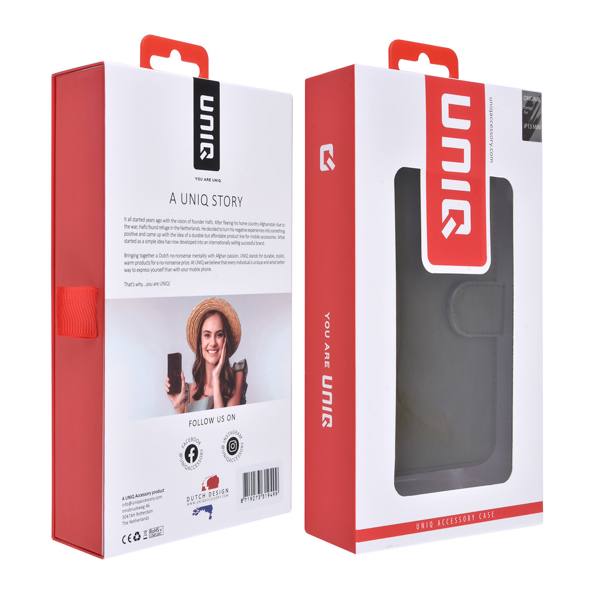 UNIQ Accessory UNIQ Accessory DonkerGroen hoesje voor iPhone 13 Mini - Book Case - Pasjeshouder voor 9 pasjes - Magneetsluiting, foto 6 van 6