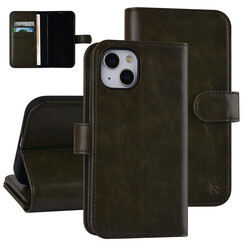 UNIQ Accessory DonkerGroen hoesje voor iPhone 13 & 14 - Book Case - Pasjeshouder voor 9 pasjes - Magneetsluiting
