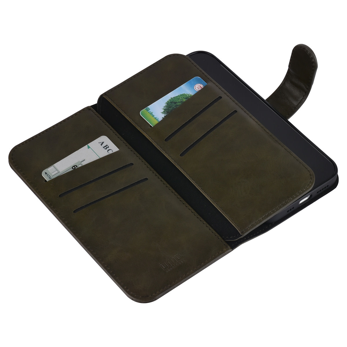 UNIQ Accessory UNIQ Accessory DonkerGroen hoesje voor iPhone 13 & 14 - Book Case - Pasjeshouder voor 9 pasjes - Magneetsluiting, foto 4 van 6