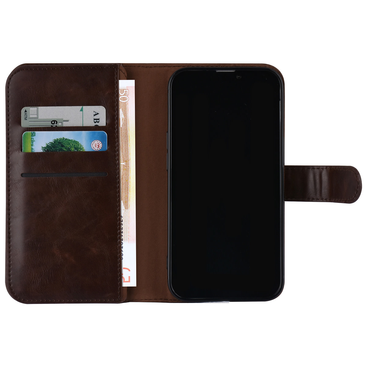 UNIQ Accessory UNIQ Accessory Donker Bruin hoesje voor iPhone 13 Pro - Book Case - Pasjeshouder voor 9 pasjes - Magneetsluiting, foto 5 van 6