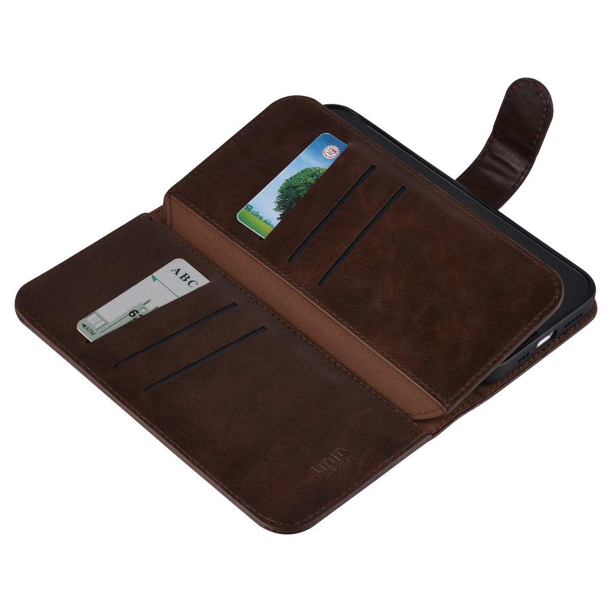 UNIQ Accessory UNIQ Accessory Donker Bruin hoesje voor iPhone 13 Pro - Book Case - Pasjeshouder voor 9 pasjes - Magneetsluiting, foto 4 van 6