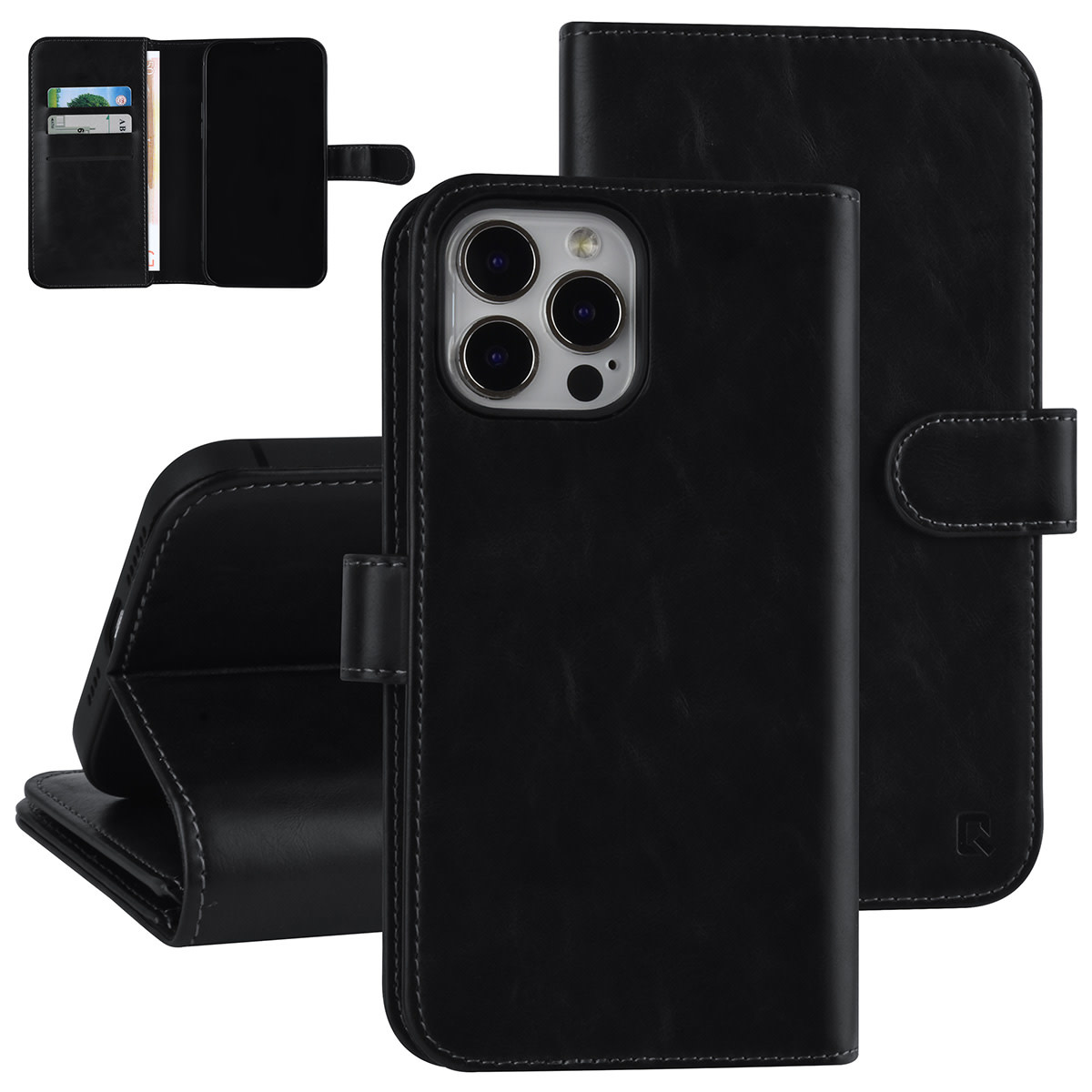 UNIQ Accessory UNIQ Accessory Zwart hoesje voor iPhone 13 Pro Max - Book Case - Pasjeshouder voor 9 pasjes - Magneetsluiting