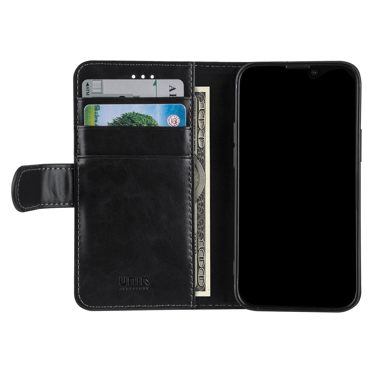 UNIQ Accessory UNIQ Accessory Zwart hoesje voor iPhone 13 Mini - Book Case - Pasjeshouder 3x - Magneetsluiting, foto 4 van 5