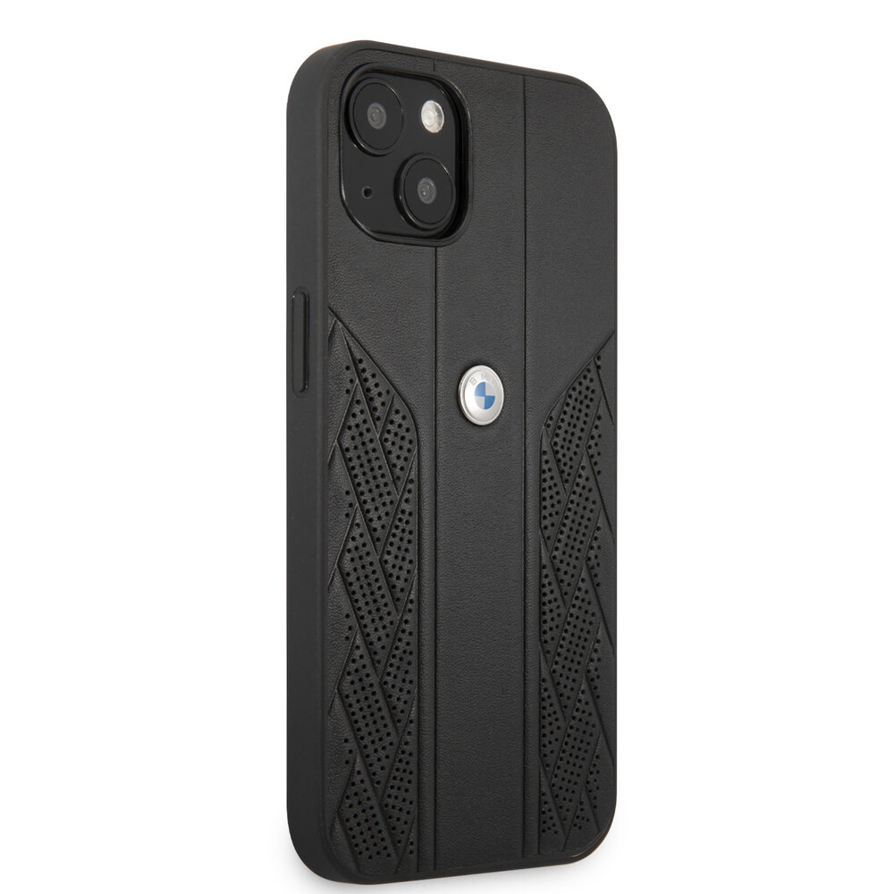 BMW BMW iPhone 13 Mini Hardcase Backcover - Perforated Curve - Zwart BMW BMW iPhone 13 Mini Hardcase Backcover - Perforated Curve - Zwart