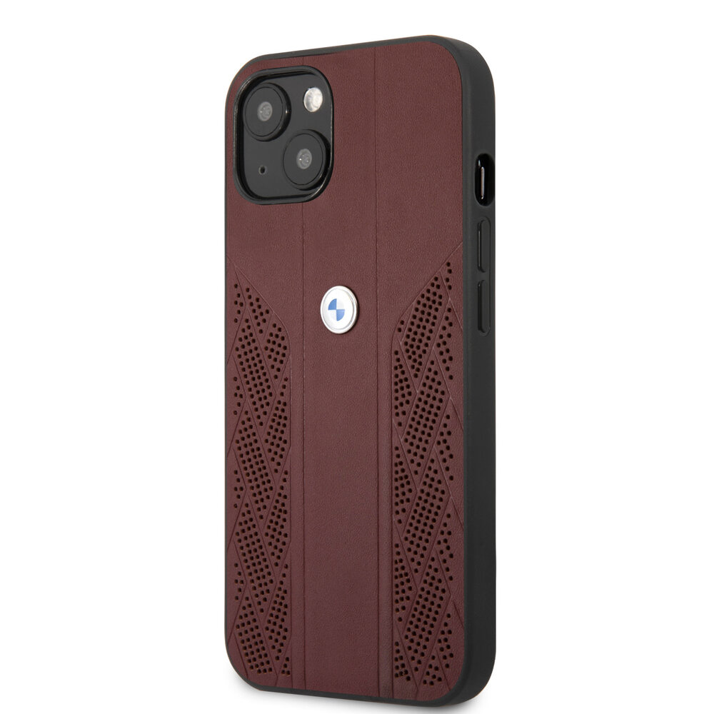 BMW BMW Coque arrière rigide iPhone 13 Mini - Perforated Curve - Rouge BMW BMW Coque arrière rigide iPhone 13 Mini - Perforated Curve - Rouge