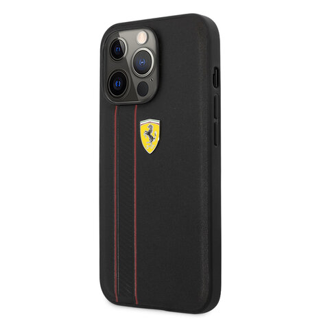 Ferrari Ferrari Hardcase iPhone 13 Pro - Debossed Stripes - Black Ferrari Ferrari Hardcase iPhone 13 Pro - Debossed Stripes - Black