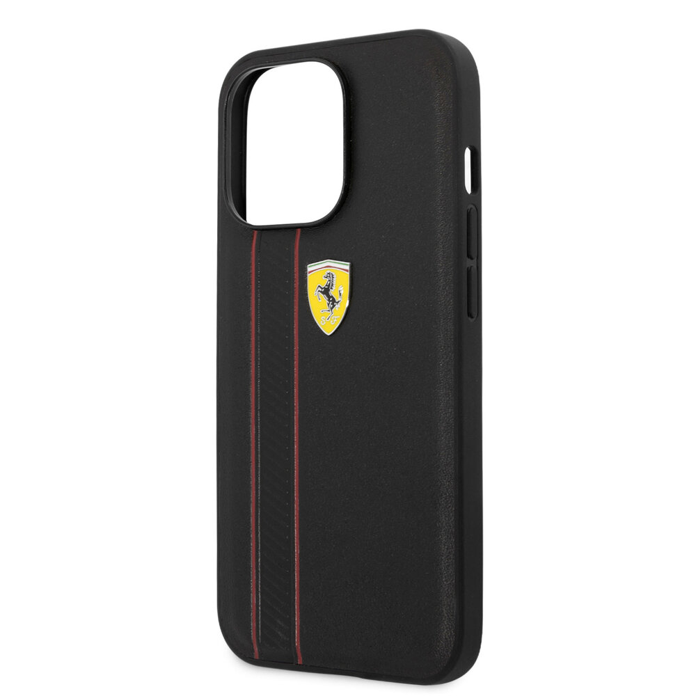 Ferrari Ferrari Hardcase iPhone 13 Pro - Debossed Stripes - Black Ferrari Ferrari Hardcase iPhone 13 Pro - Debossed Stripes - Black