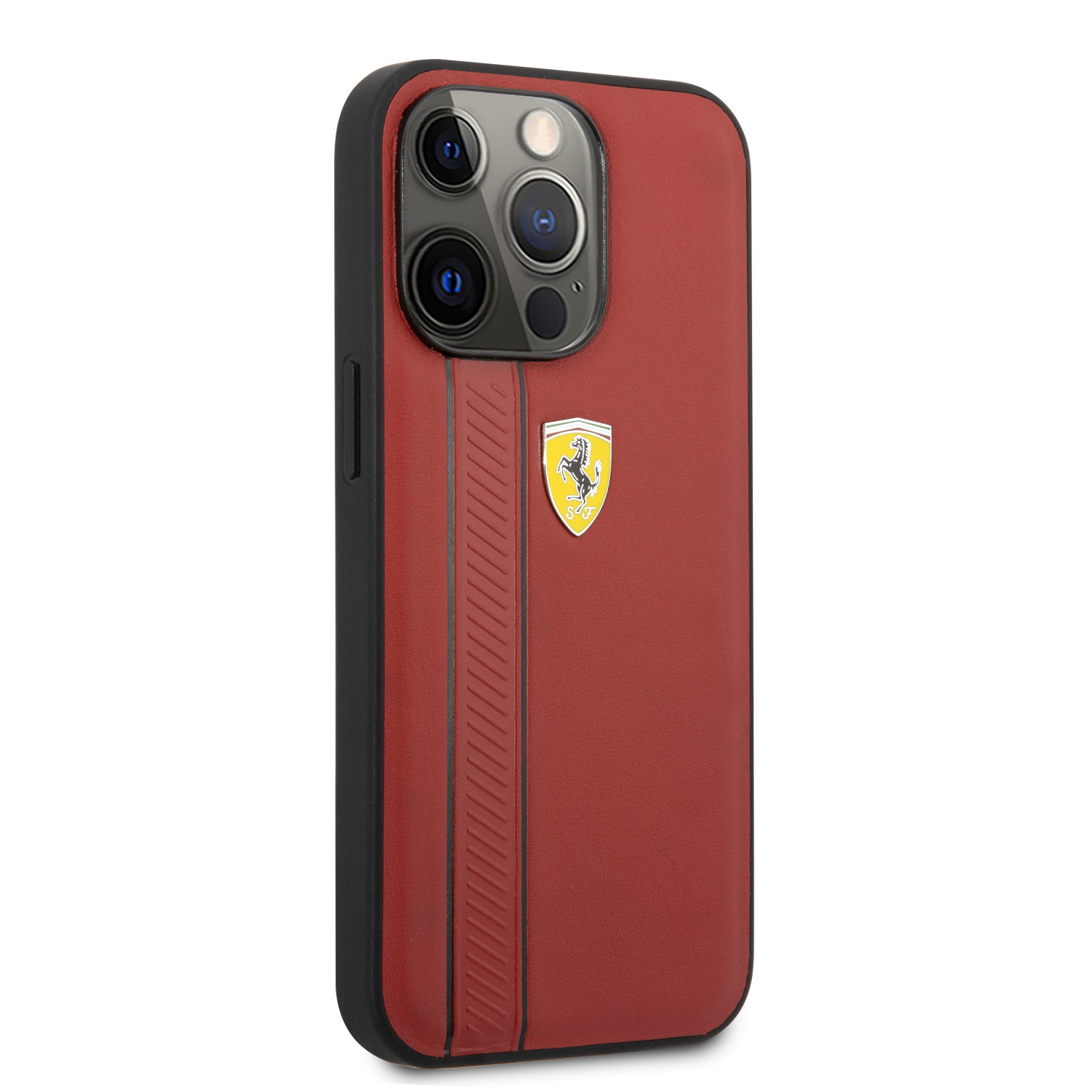 Ferrari Ferrari iPhone 13 Pro Hardcase Backcover - Debossed Stripes - Rood, foto 4 van 6
