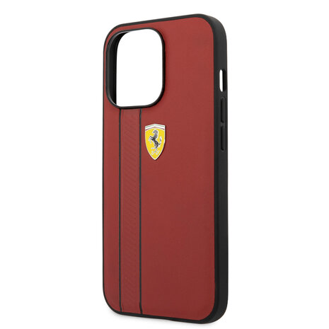 Ferrari Ferrari Hardcase iPhone 13 Pro - Debossed Stripes - Red Ferrari Ferrari Hardcase iPhone 13 Pro - Debossed Stripes - Red