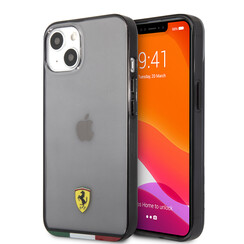 Ferrari Coque arrière rigide iPhone 13 Mini - Italia - Transparent Outline - Noir