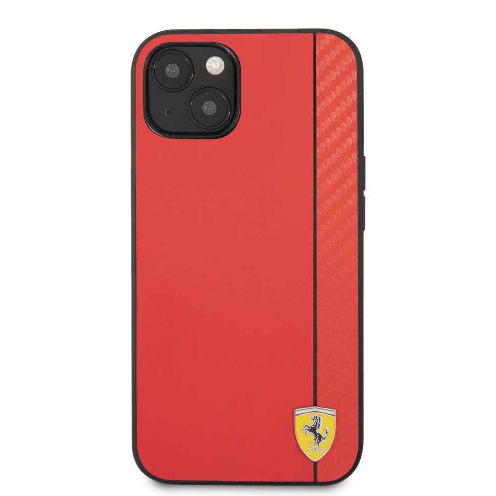 Ferrari Ferrari iPhone 13 & 14 Hardcase Backcover - Carbon - Rood Ferrari Ferrari iPhone 13 & 14 Hardcase Backcover - Carbon - Rood