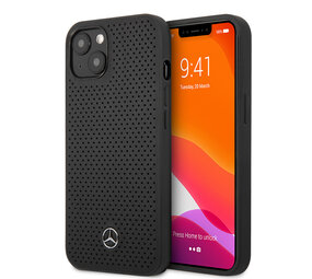 Mercedes-Benz Mercedes-Benz Hardcase iPhone 13 Mini - Real Leather - Perforated - Black Mercedes-Benz Mercedes-Benz Hardcase iPhone 13 Mini - Real Leather - Perforated - Black