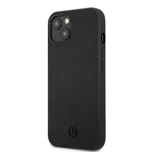 Mercedes-Benz Mercedes-Benz Coque arrière rigide iPhone 13 Mini - Real Leather - Meshed - Noir