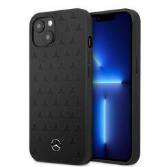 Mercedes-Benz Hardcase iPhone 13 Mini - Real Leather - Stars Pattern - Black