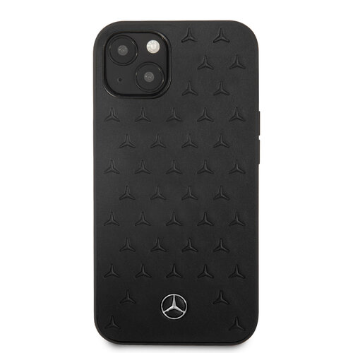 Mercedes-Benz Mercedes-Benz iPhone 13 Mini Hardcase Backcover - Real Leather - Stars Pattern - Zwart