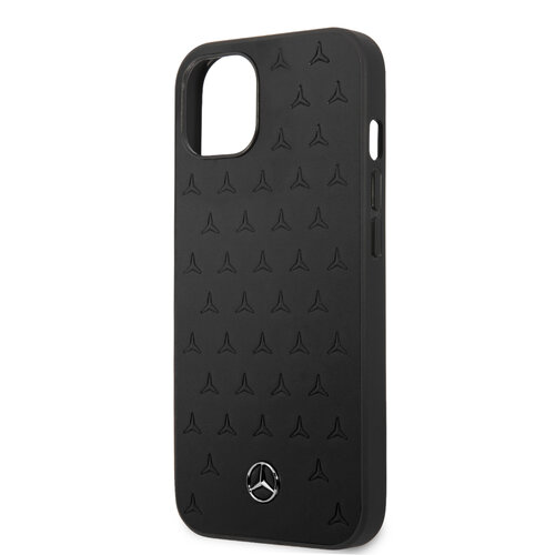 Mercedes-Benz Mercedes-Benz iPhone 13 Mini Hardcase Backcover - Real Leather - Stars Pattern - Zwart