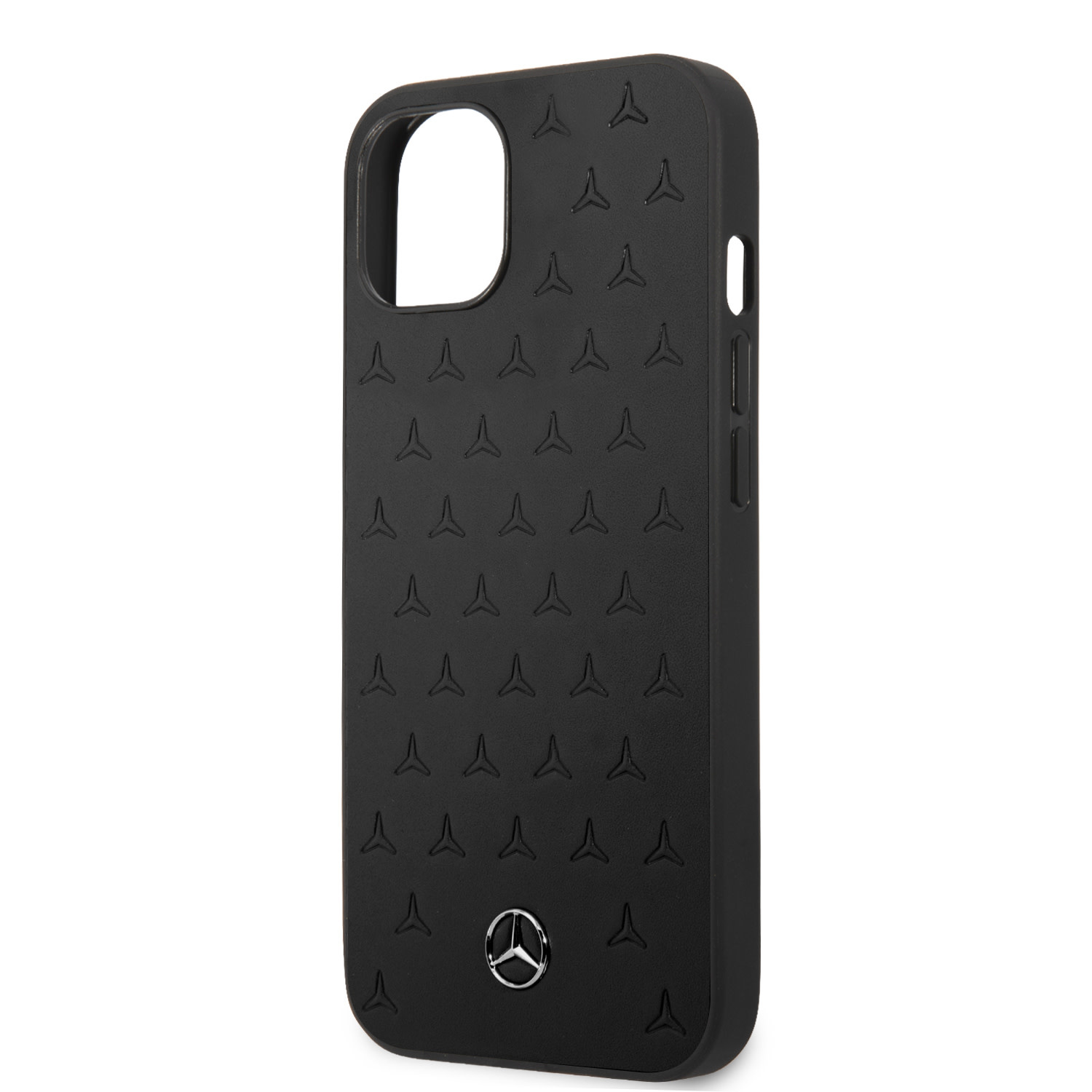 Mercedes-Benz Mercedes-Benz iPhone 13 Mini Hardcase Backcover - Real Leather - Stars Pattern - Zwart, foto 5 van 6