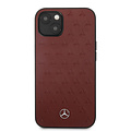 Mercedes-Benz Mercedes-Benz Coque arrière rigide iPhone 13 Mini - Real Leather - Stars Pattern - Rouge