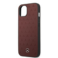 Mercedes-Benz Mercedes-Benz Coque arrière rigide iPhone 13 Mini - Real Leather - Stars Pattern - Rouge