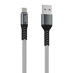 UNIQ Accessory Lade- und Datenkabel - USB / Lightning, 2 m, nylon, grau
