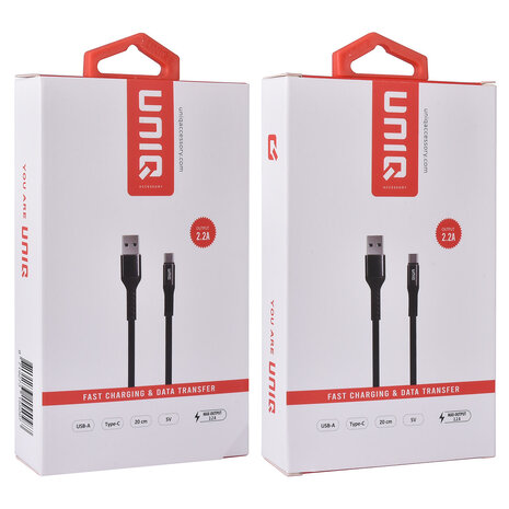UNIQ Accessory UNIQ Accessory USB Type-C Kabel 20cm snellader dataoverdracht - Zwart UNIQ Accessory UNIQ Accessory USB Type-C Kabel 20cm snellader dataoverdracht - Zwart