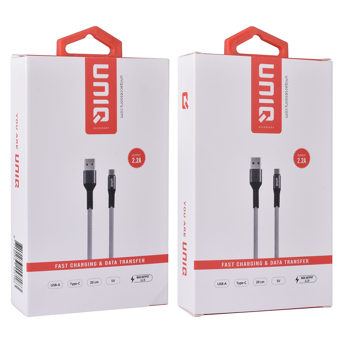 UNIQ Accessory USB Type-C Cable 20cm snellader dataoverdracht Grijs - Nylon, foto 5 van 5