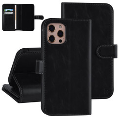 UNIQ Accessory iPhone 12 Pro Max Leren Book Case hoesje - Zwart - Pasjeshouder voor 9 pasjes - Magneetsluiting