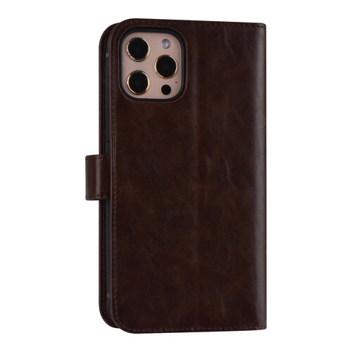 UNIQ Accessory UNIQ Accessory iPhone 12 Pro Max Leren Book Case hoesje - DonkerBruin - Pasjeshouder voor 9 pasjes - Magneetsluiting