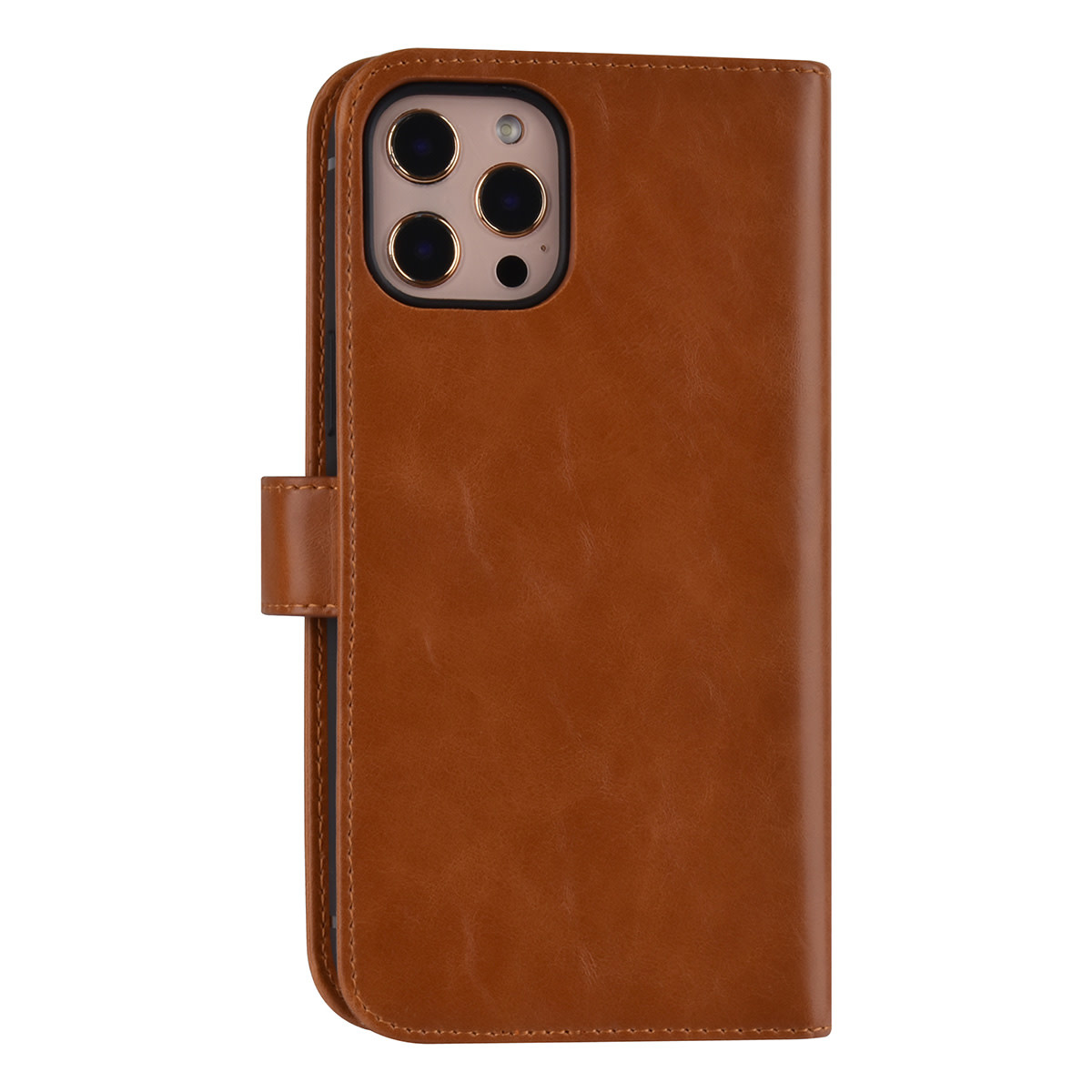 UNIQ Accessory UNIQ Accessory iPhone 12 Pro Max Leren Book Case hoesje - Licht Bruin - Pasjeshouder voor 9 pasjes - Magneetsluiting, foto 3 van 5