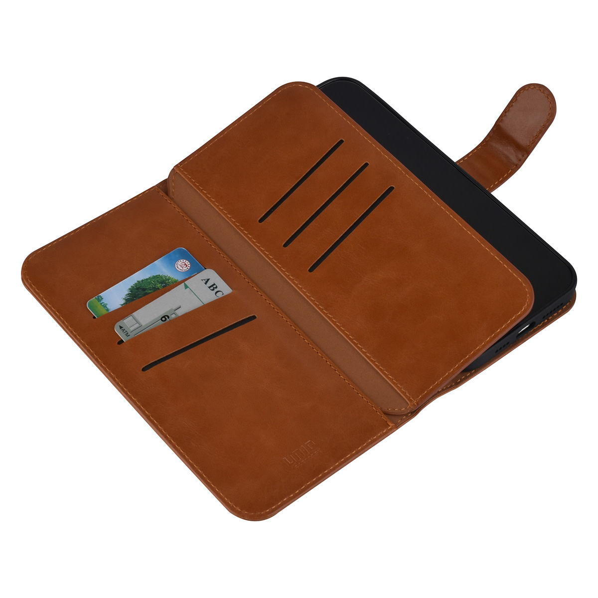 UNIQ Accessory UNIQ Accessory iPhone 12 Pro Max Leren Book Case hoesje - Licht Bruin - Pasjeshouder voor 9 pasjes - Magneetsluiting, foto 5 van 5