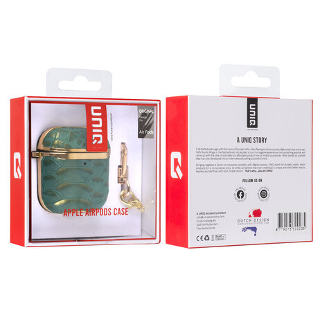 UNIQ Accessory UNIQ Accessory Airpods - Airpods 2 Case - Snake Leather Groen UNIQ Accessory UNIQ Accessory Airpods - Airpods 2 Case - Snake Leather Groen