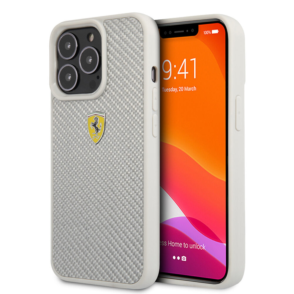 Ferrari Ferrari iPhone 13 Pro Hardcase Backcover hoesje - Metal Logo - Zilver Ferrari Ferrari iPhone 13 Pro Hardcase Backcover hoesje - Metal Logo - Zilver