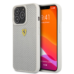Ferrari iPhone 13 Pro Hardcase Backcover - Metal Logo - Silver