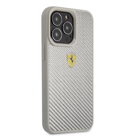 Ferrari Ferrari iPhone 13 Pro Hardcase Backcover hoesje - Metal Logo - Zilver Ferrari Ferrari iPhone 13 Pro Hardcase Backcover hoesje - Metal Logo - Zilver