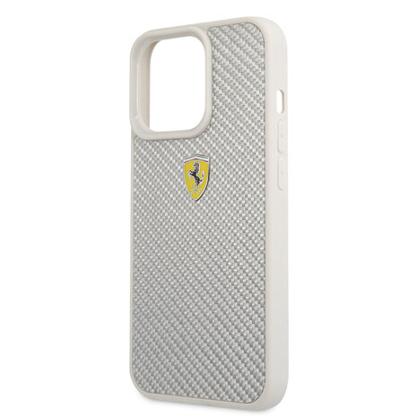 Ferrari Ferrari iPhone 13 Pro Hardcase Backcover hoesje - Metal Logo - Zilver Ferrari Ferrari iPhone 13 Pro Hardcase Backcover hoesje - Metal Logo - Zilver