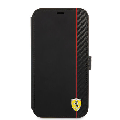 Ferrari Ferrari iPhone 13 Mini Book Case hoesje - Carbon Stripe - Zwart