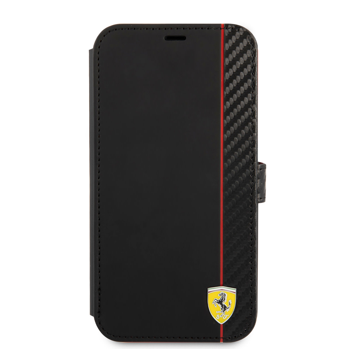 Ferrari Ferrari iPhone 13 Mini Book Case hoesje - Carbon Stripe - Zwart, foto 3 van 6