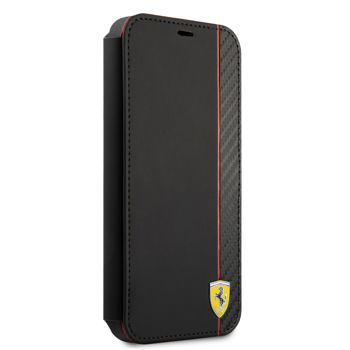 Ferrari Ferrari iPhone 13 Mini Book Case hoesje - Carbon Stripe - Zwart, foto 4 van 6