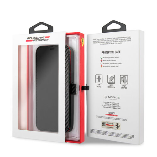 Ferrari Ferrari iPhone 13 Mini Book-Case hul - Carbon Stripe - Schwarz
