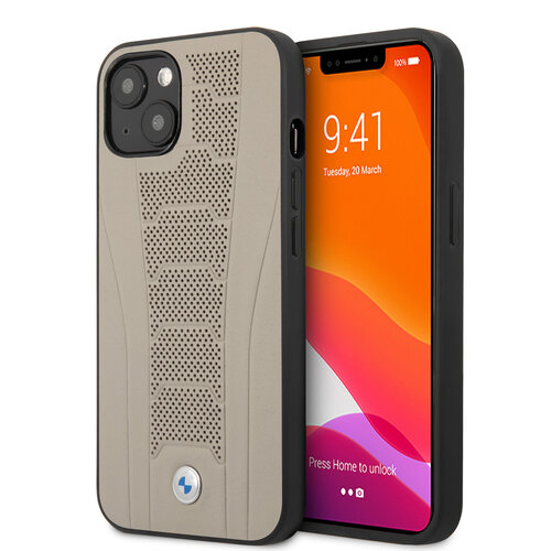BMW BMW iPhone 13 Mini Hardcase Backcover - Perforated Deboss Lines - Beige
