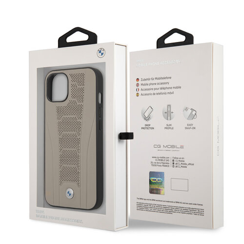BMW BMW iPhone 13 Mini Hardcase-Rückseite Hülle - Perforated Deboss Lines - Beige