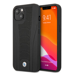 BMW iPhone 13 Mini Hardcase Backcover hoesje - Perforated Deboss Lines - Zwart