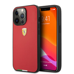 Ferrari iPhone 13 Pro Max Hardcase Backcover - Italy Flag Line Red - Red