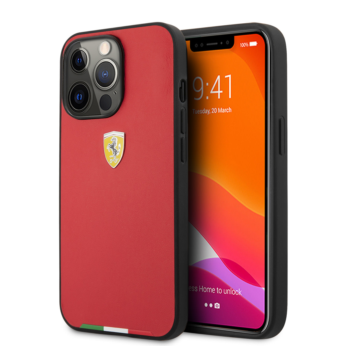 Ferrari Ferrari iPhone 13 Pro Max Hardcase Backcover hoesje - Italy Flag Line Red - Rood