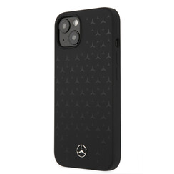 Mercedes-Benz iPhone 13 Mini Hardcase Backcover - Real Leather - Stars Pattern - Black