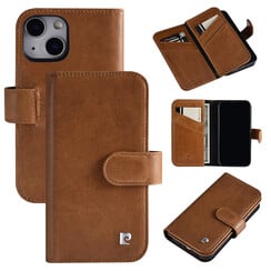 Pierre Cardin iPhone 13 Mini Book type case - Card holder for 6 cards - Magnetic closure - Brown
