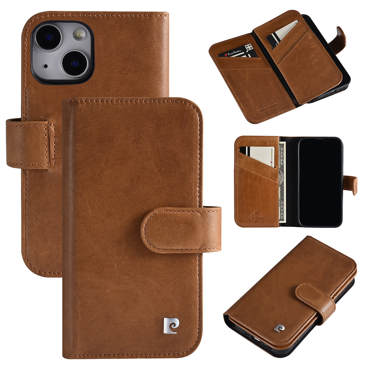 Pierre Cardin Pierre Cardin iPhone 13 Mini Book Case hoesje - Pasjeshouder voor 6 pasjes - Magneetsluiting - Bruin