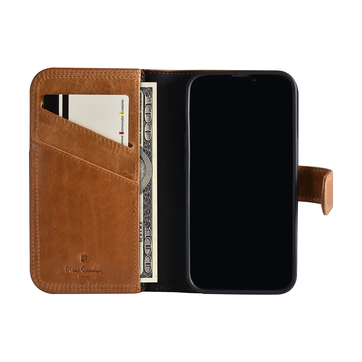 Pierre Cardin Pierre Cardin iPhone 13 Mini Book Case hoesje - Pasjeshouder voor 6 pasjes - Magneetsluiting - Bruin, foto 3 van 5